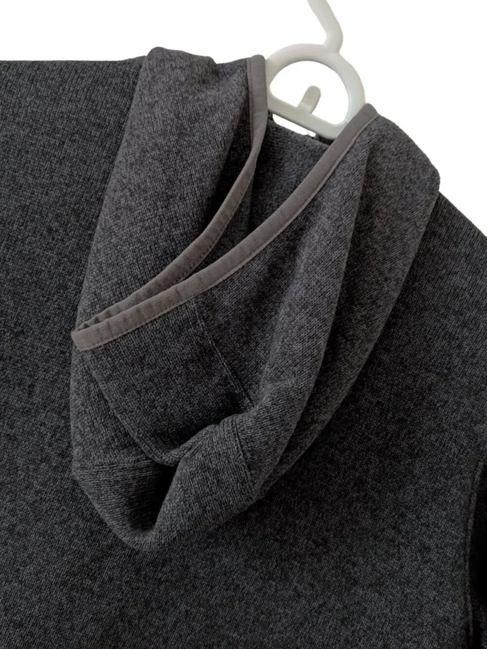Lands' End Sweater/Fleece Jacket, Full-Zip w/Hood, Gray Heather, Boy's 10-12 (M)
